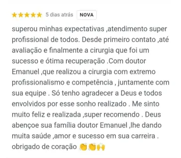 Depoimento de paciente do Dr. Emmanuel Lima