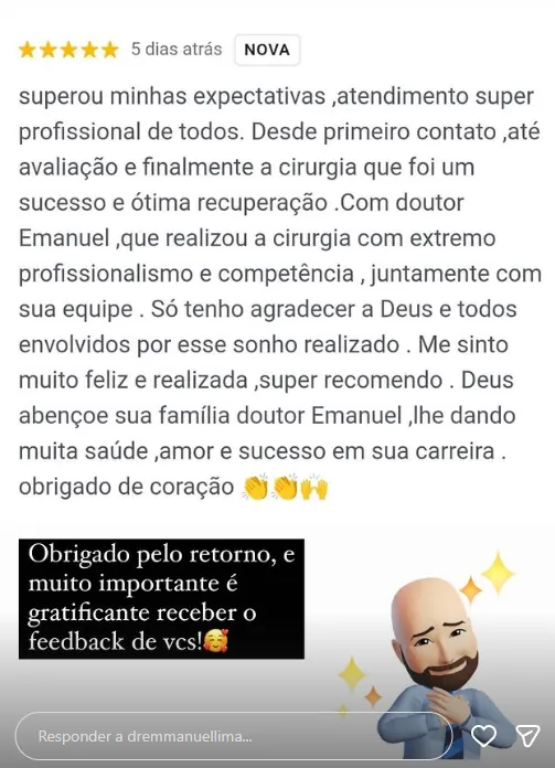 Depoimento de paciente do Dr. Emmanuel Lima