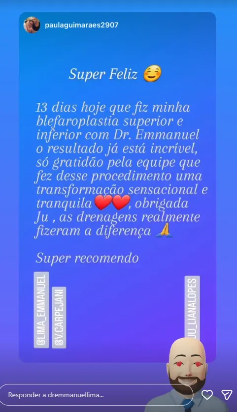 Depoimento de paciente do Dr. Emmanuel Lima