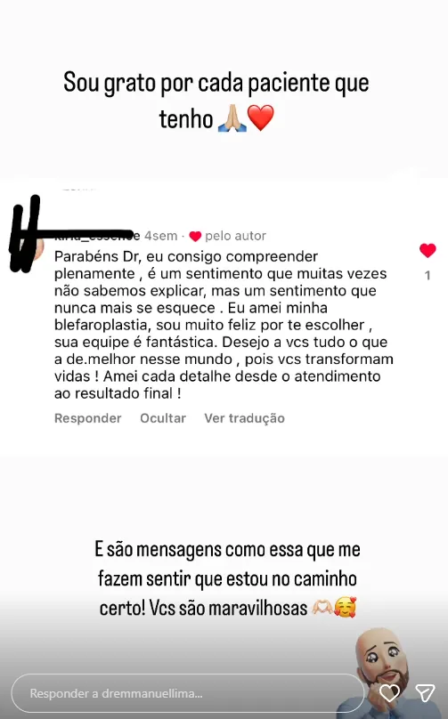 Depoimento de paciente do Dr. Emmanuel Lima