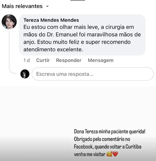 Depoimento de paciente do Dr. Emmanuel Lima