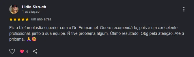 Depoimento de paciente do Dr. Emmanuel Lima