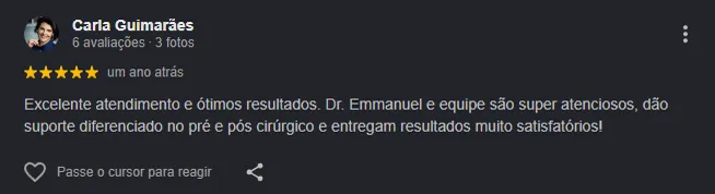 Depoimento de paciente do Dr. Emmanuel Lima